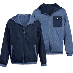 NWTs Perry Ellis Boy’s Reversible Lightweight Rain Jacket w/Hood Blue Size 7